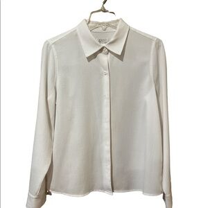 Christopher & Banks Textured Button-down White Blouse size small